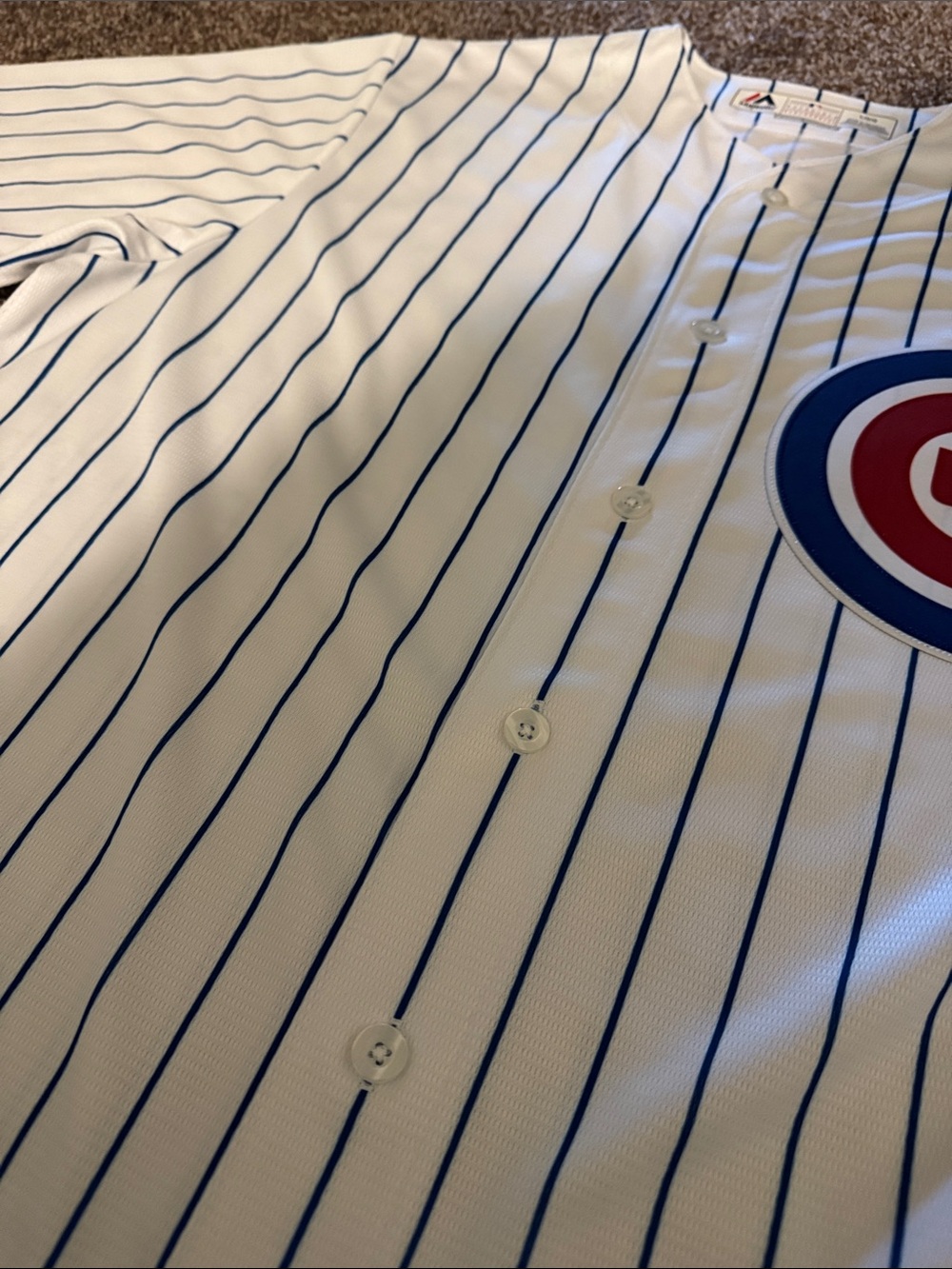Majestic Chicago Cubs White & Blue Pinstripe Baseball Jersey - Picture 5 of 8